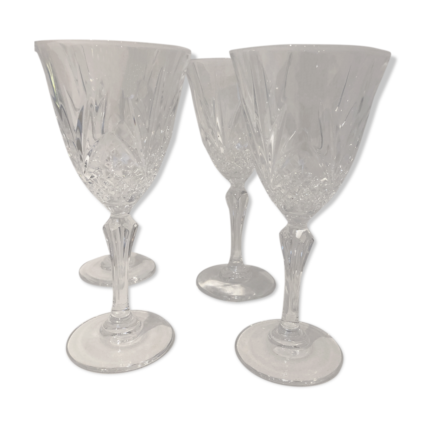 Set de 4 verres à eau cristal moulé 1970