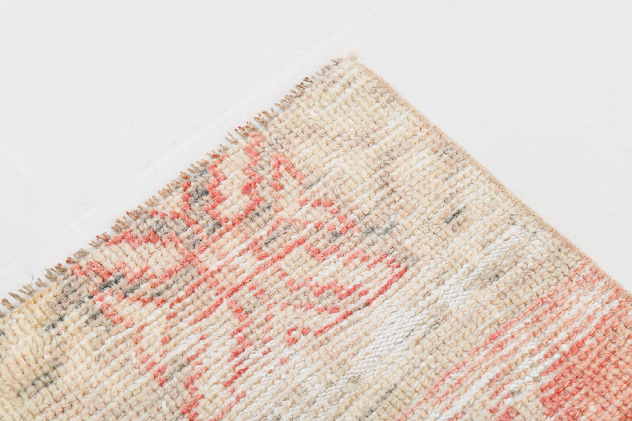 3x12 Red Beige Turkish Vintage Runner Rug,92x371Cm