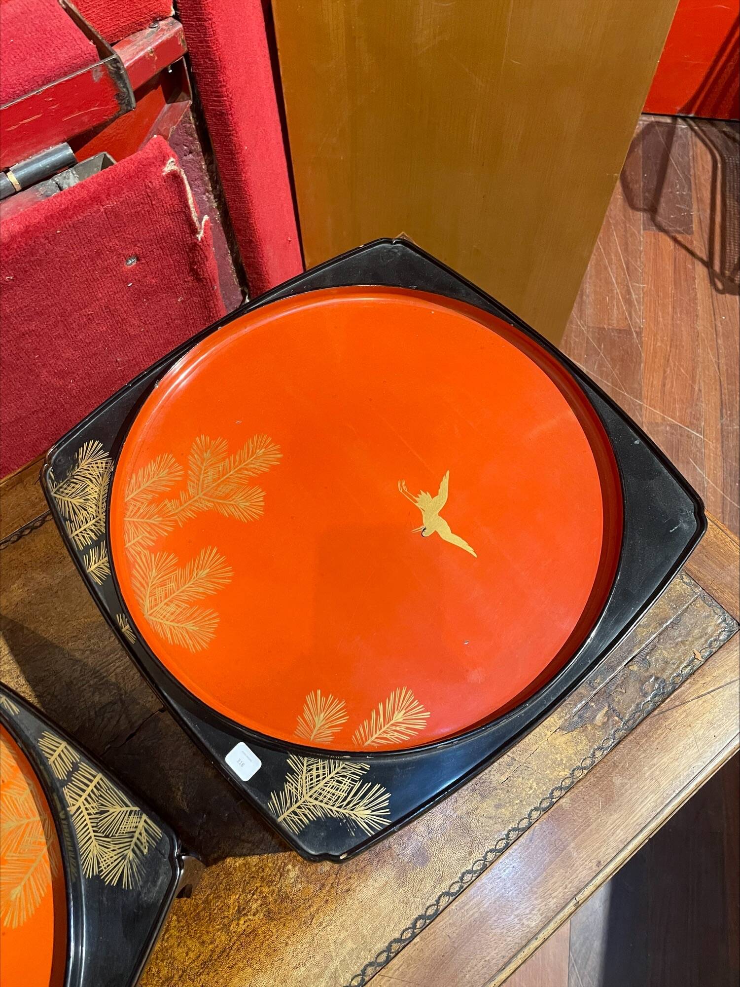 pair of Japanese lacquer trays "Ozen" 19th century/Meiji
