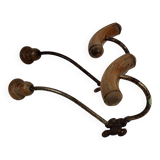 2 wooden & metal coat hooks 1900