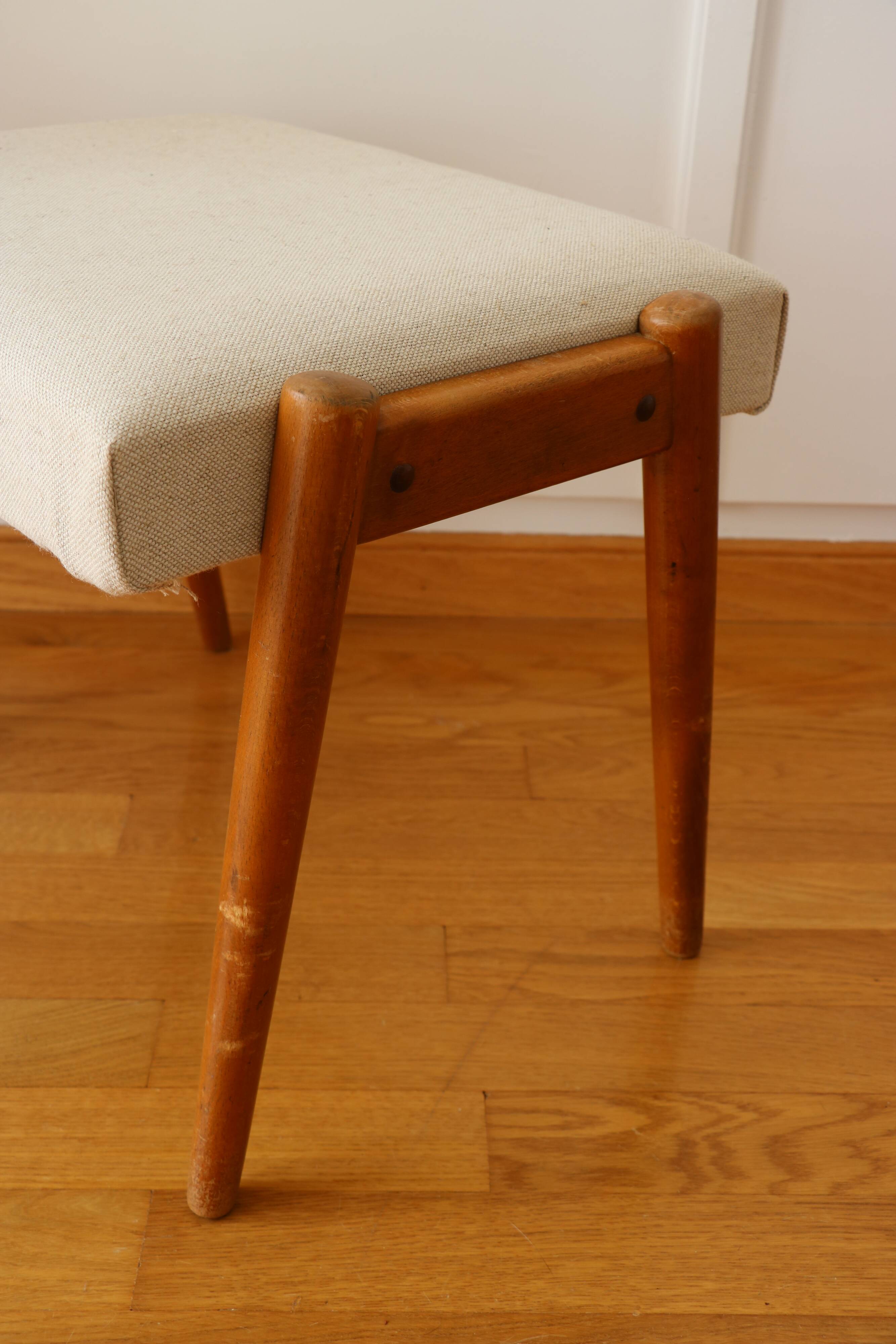 Scandinavian footstool, reupholstered, 1960