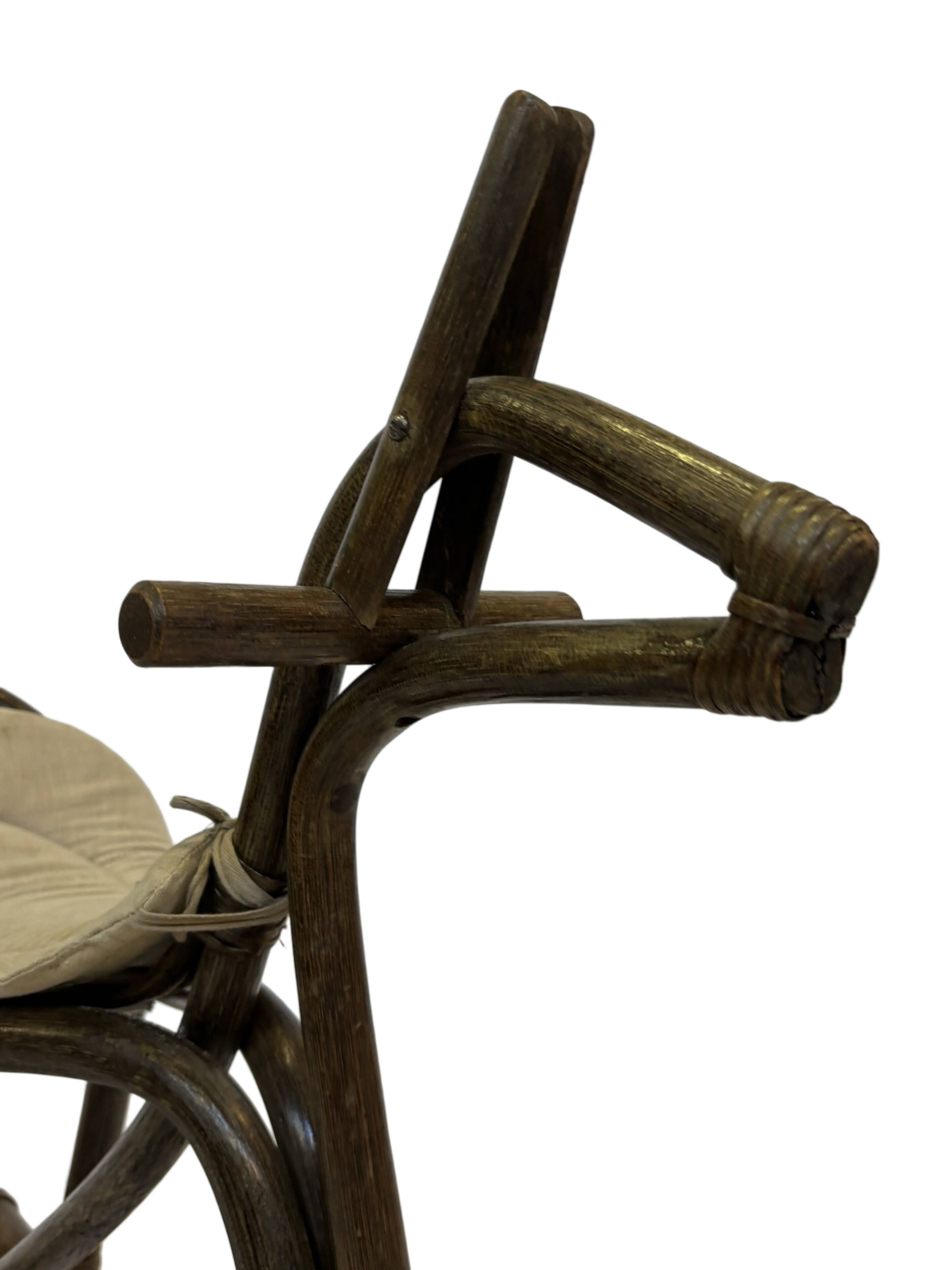 Midcentury bamboo rattan rocking horse 60's design children