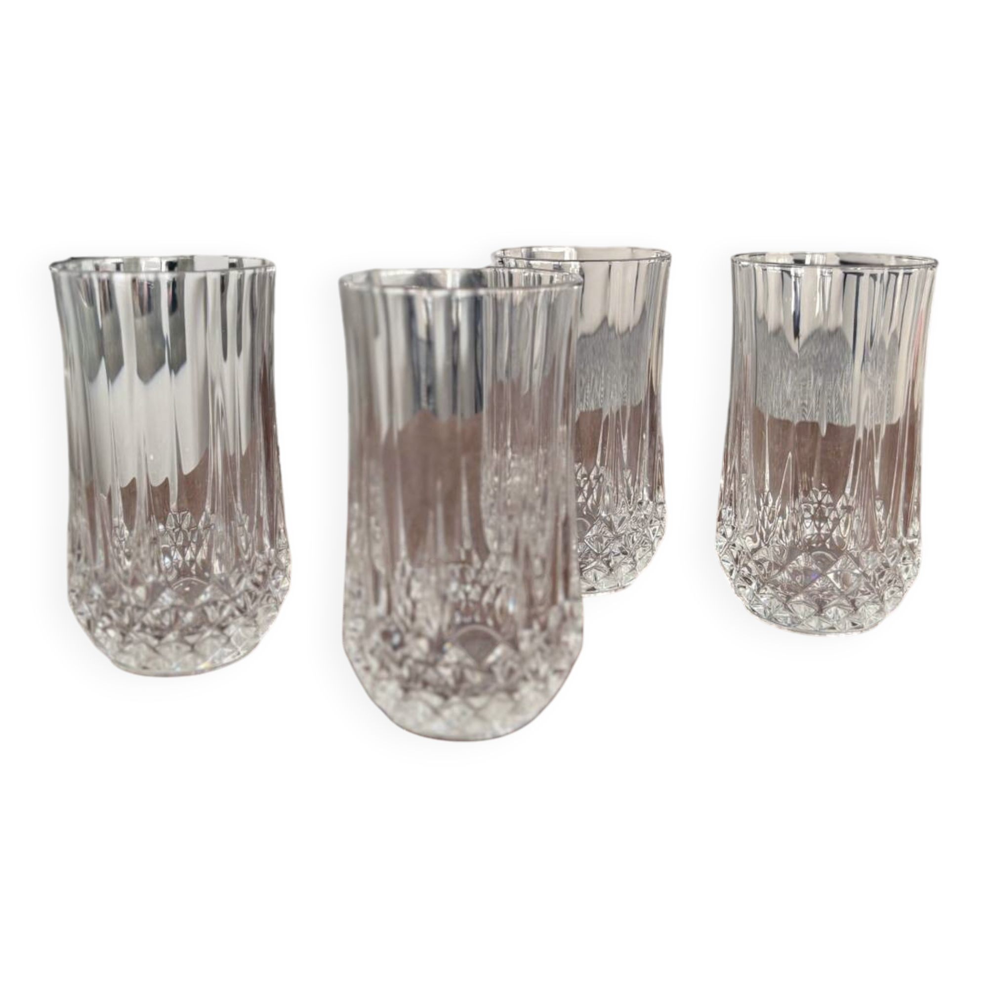 Set de 4 verres en cristal taillé | Verres à eau ou whisky vintage