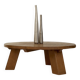 Brutalist round tripod coffee table in solid wood (Oak) Circa 1960