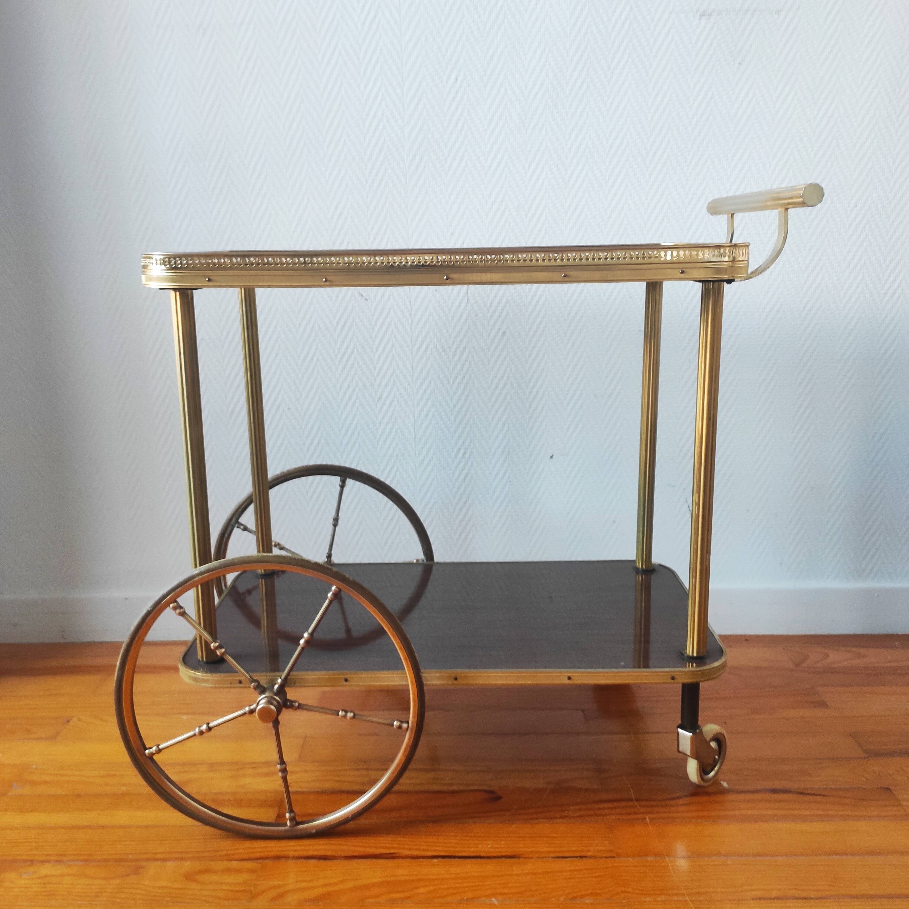 Vintage bar cart rolling serving trolley