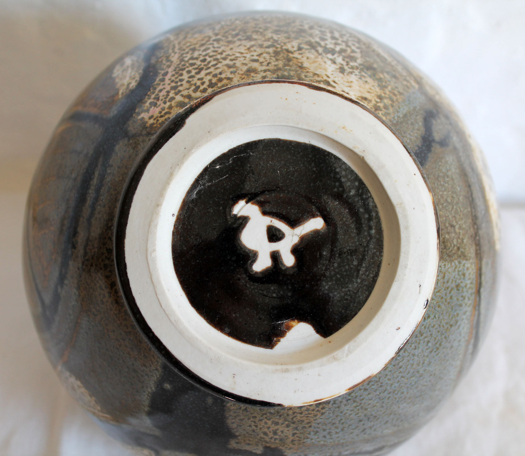 Enamelled sandstone vase