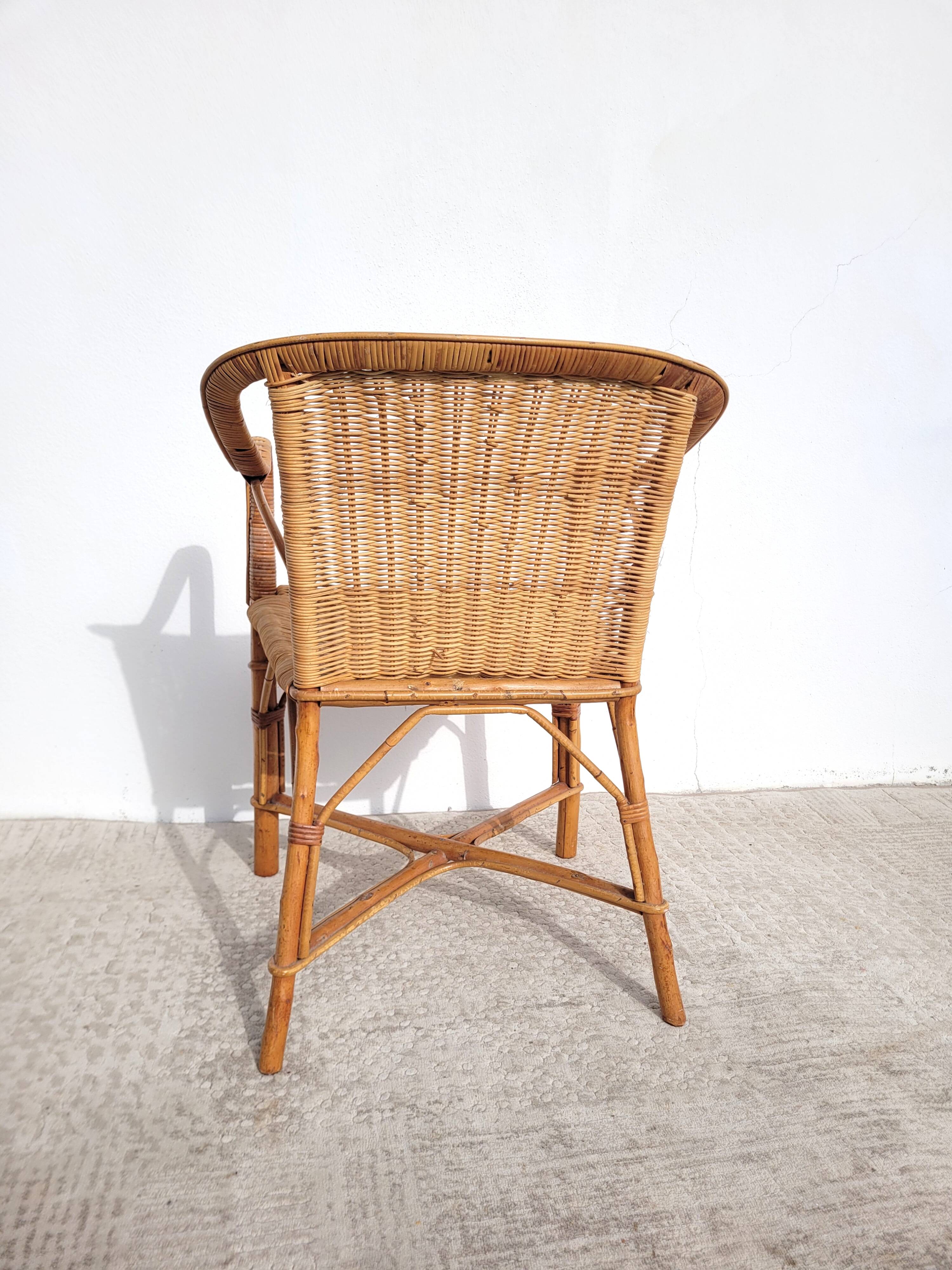 Fauteuil en rotin adulte vers 1960 osier