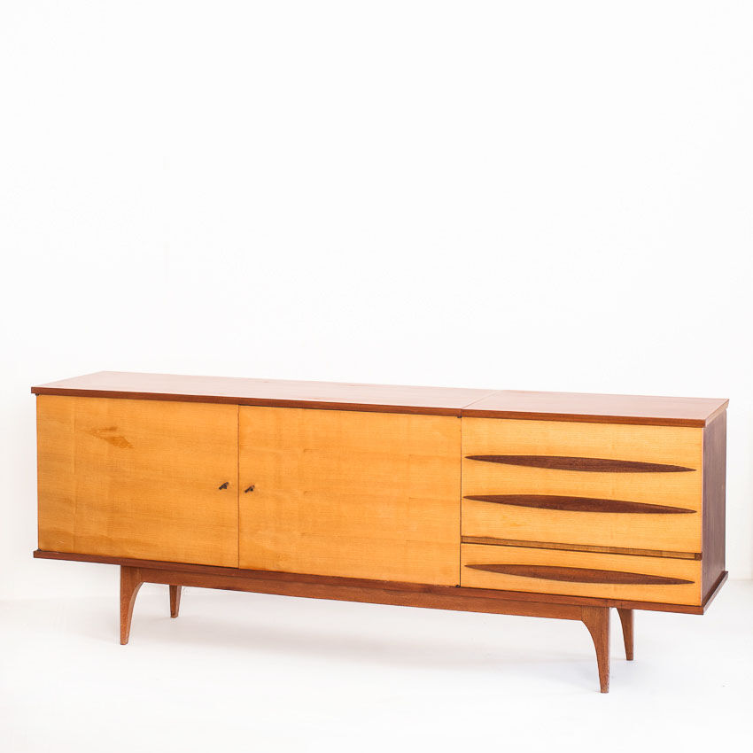 Buffet - vintage sideboard in two tones of wood - France, 1960s