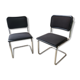 Paire de chaise Cesca B32 Marcel Breuer tissus noir Italie vintage 80