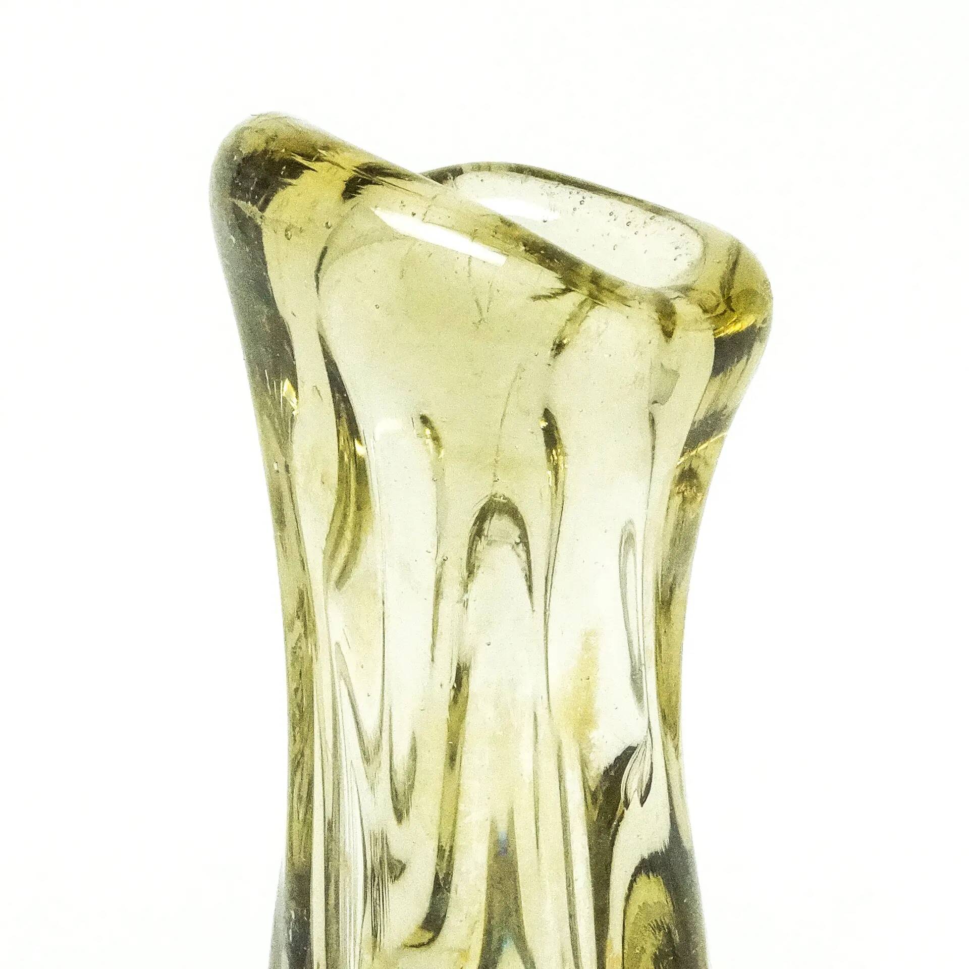 Postmodern vase, yellow glass, Poland, 1970s