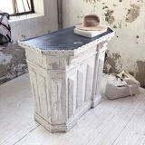 White patina and zinc counter