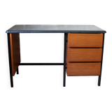 Desk 60s in metal wood and imitation leather