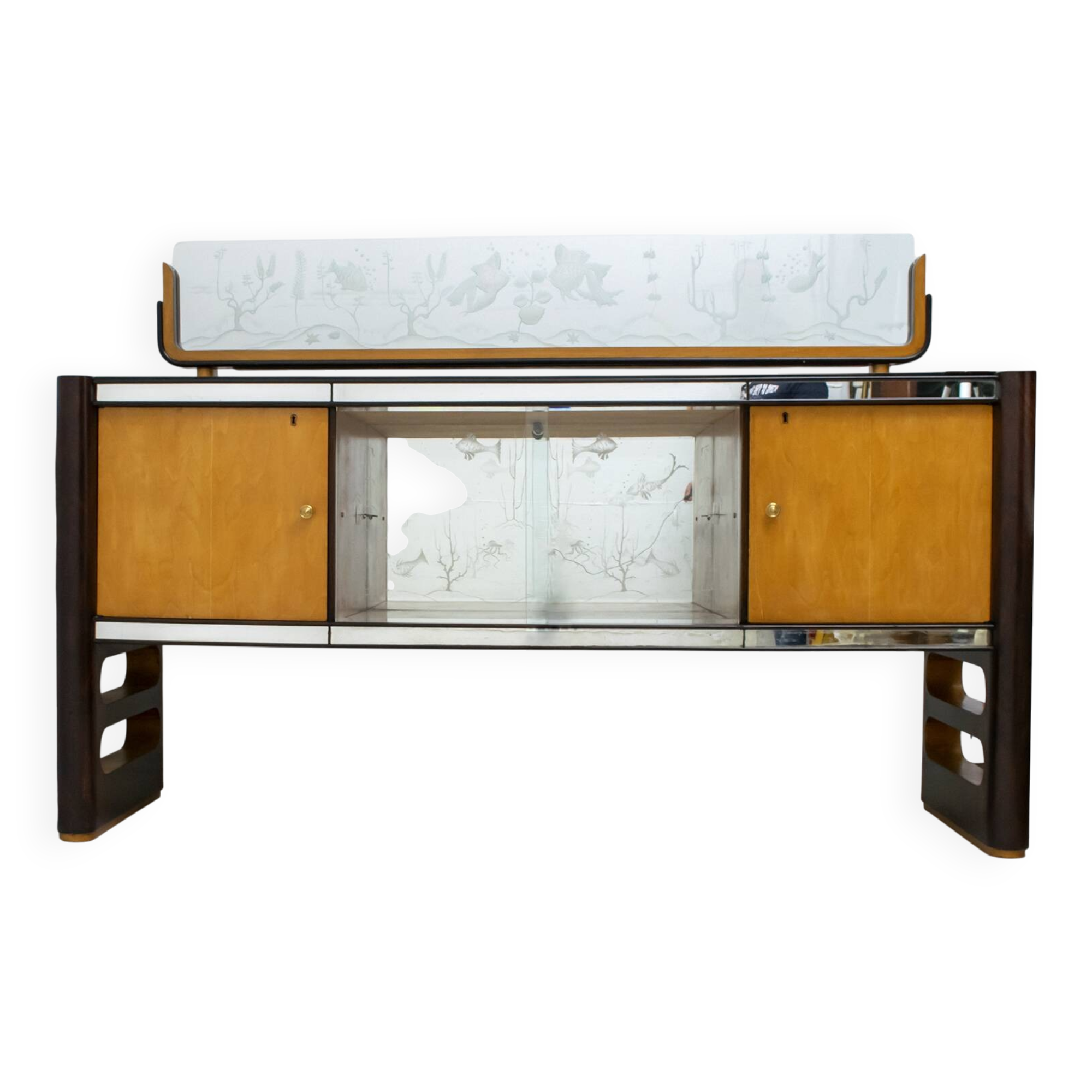 Osvaldo Borsani Mid-Century Modern Italian Walnut and Maple Sideboard, 1950