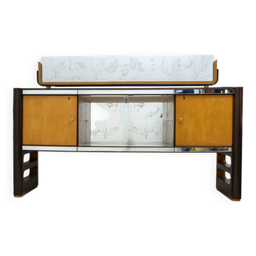 Buffet italien en noyer et érable Osvaldo Borsani, 1950
