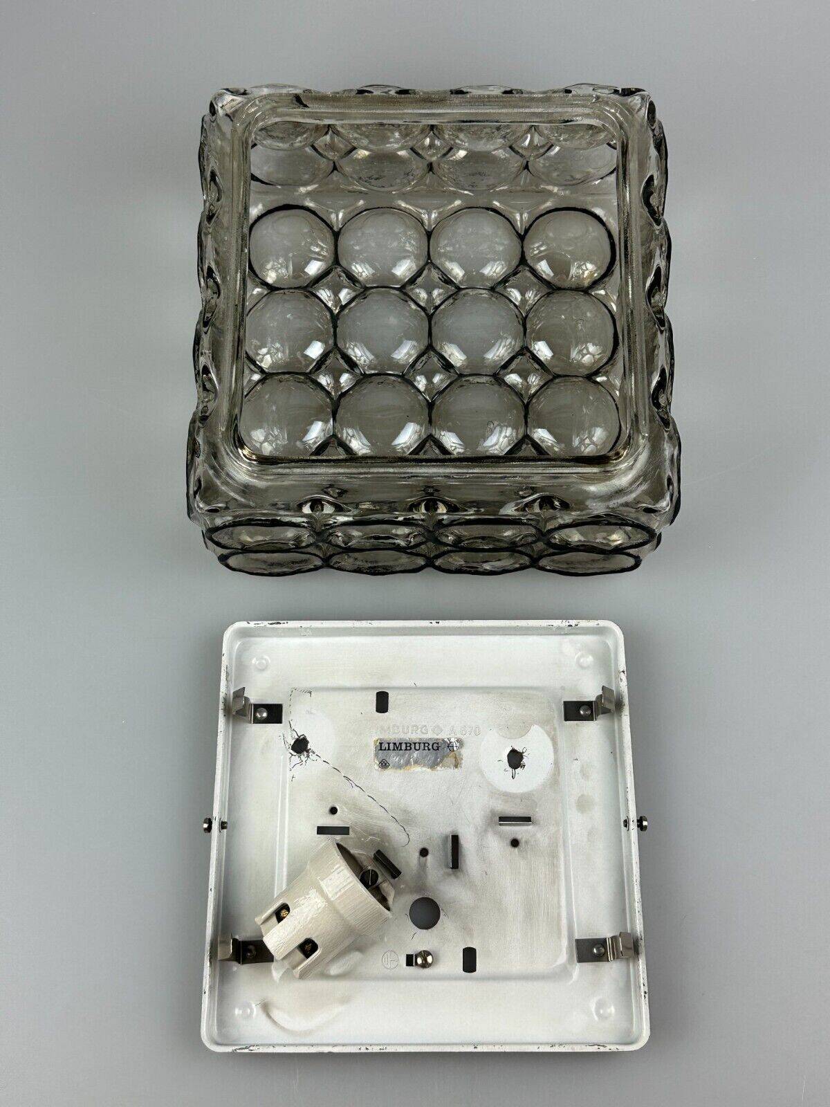 60s 70s ceiling lamp Glashütte Limburg Germany Plafoniere glass & metal