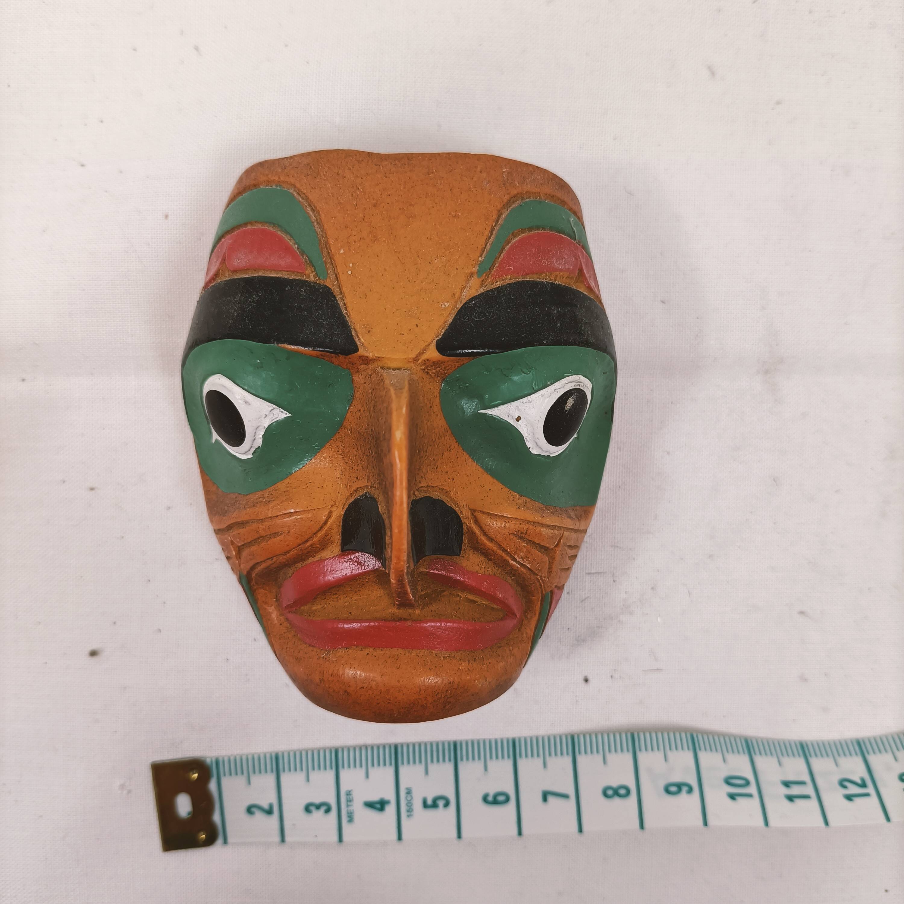 Multicolored Native American wooden mask wall decoration