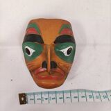 Décoration murale masque amérindien multicolore en bois