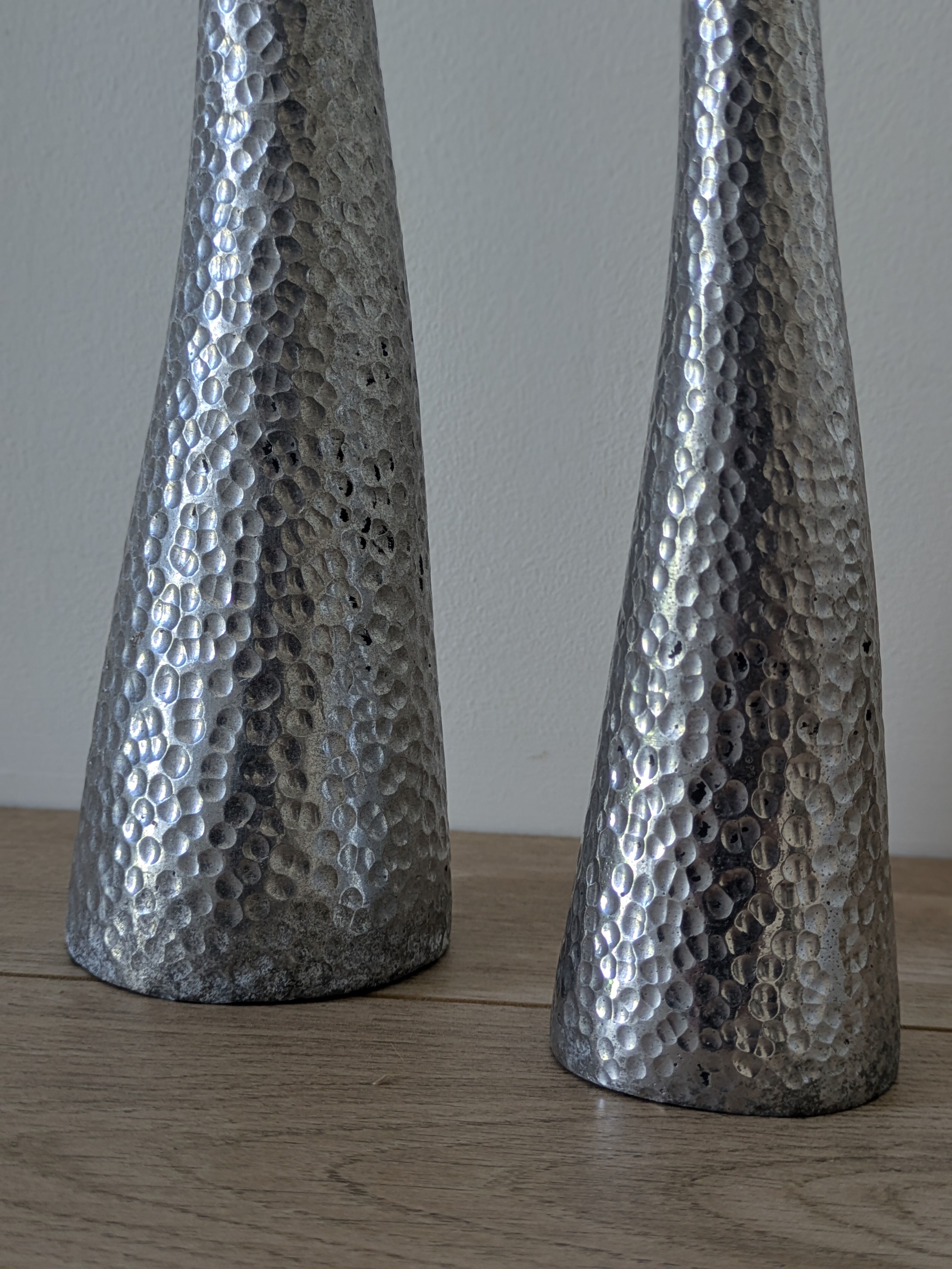 Brutalist hammered candlesticks