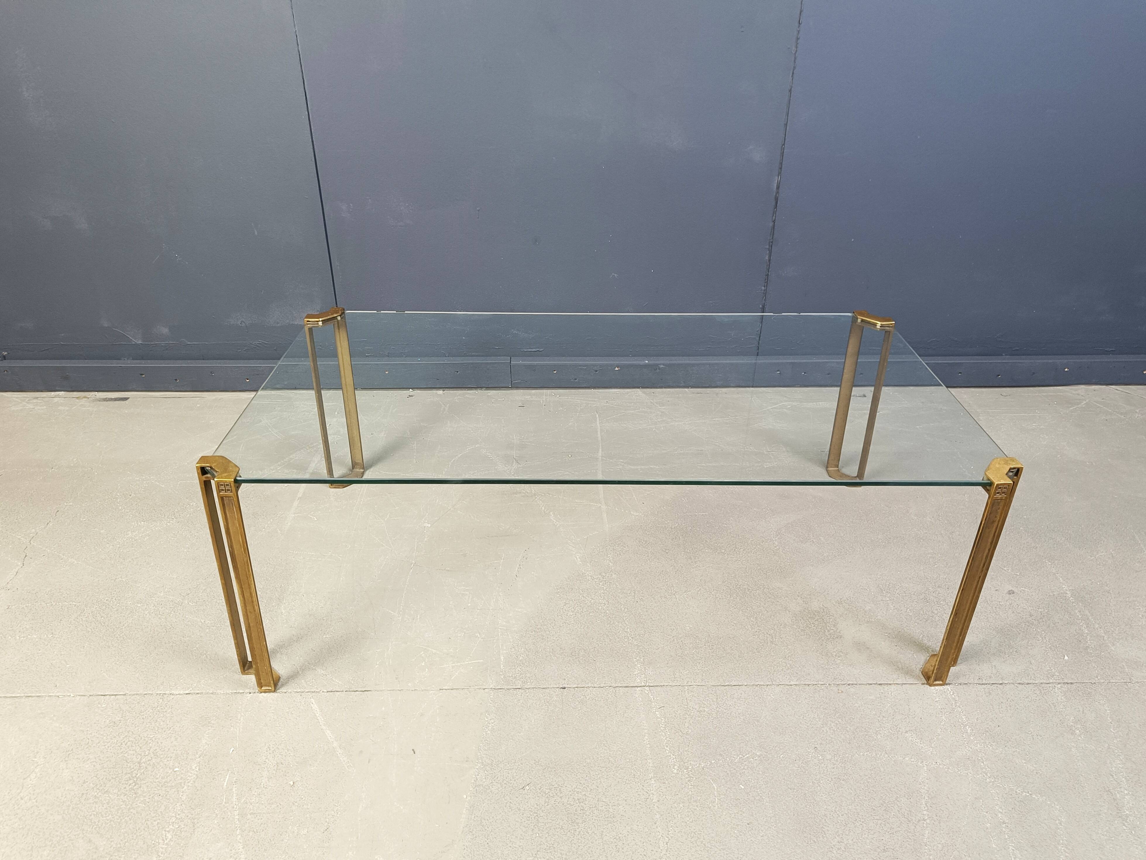 Peter Ghyczy T24 Pioneer Glass and Cast Brass rectangular Coffee