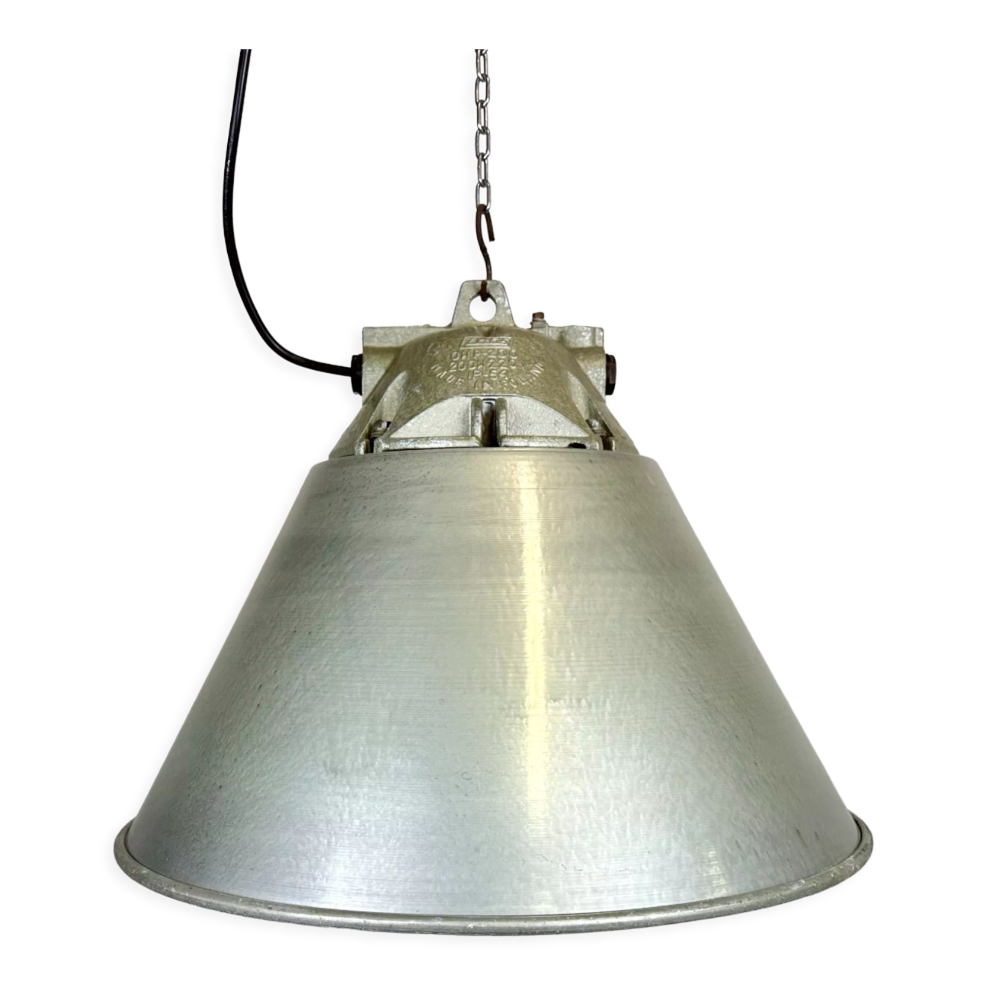 Grey Industrial Explosion Proof Lamp with Aluminium Shade from Zaos, 1970s
