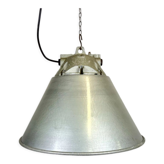 Suspension grise antidéflagrante industrielle avec abat-jour en aluminium de Zaos, années 1970