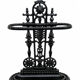 Antique cast iron umbrella stand, star-shaped openwork decoration, Victorian style.