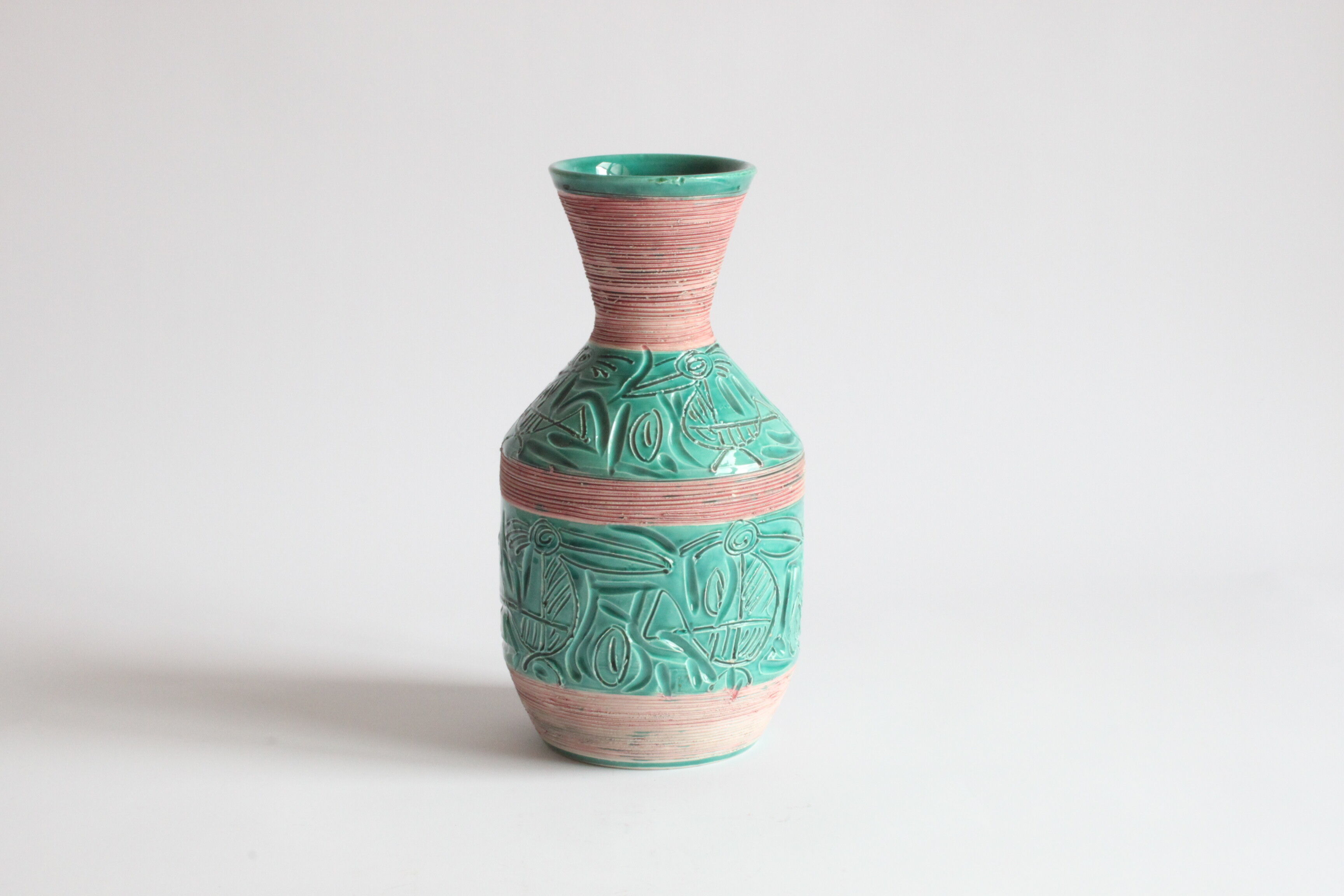 Vase avec pélicans par Fratelli Fianciulacci sgraffito , italie, années 1960