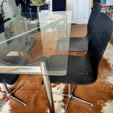 4 molded wood chairs with chrome base 4 stars design 70