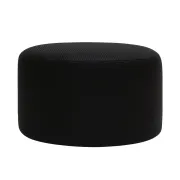 Contemporary Upholstered In Black Braided Lambskin Circular Pouff