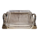 Art deco glass and silver metal butter dish