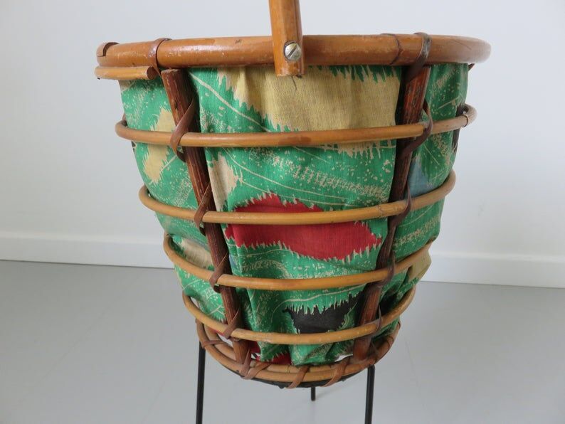 60s 70s rattan tripod worker