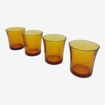 Lot de 4 verres ambré