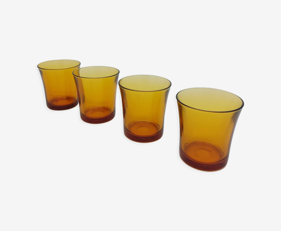 Lot de 4 verres ambré