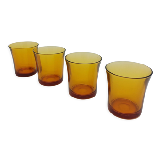 Lot de 4 verres ambré