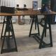 Old desk on trestles