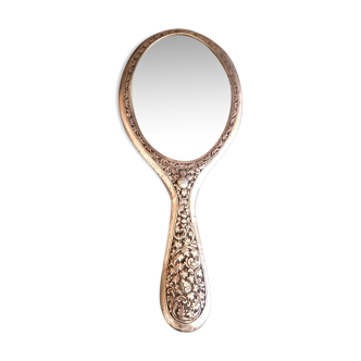 Silver beveled hand mirror