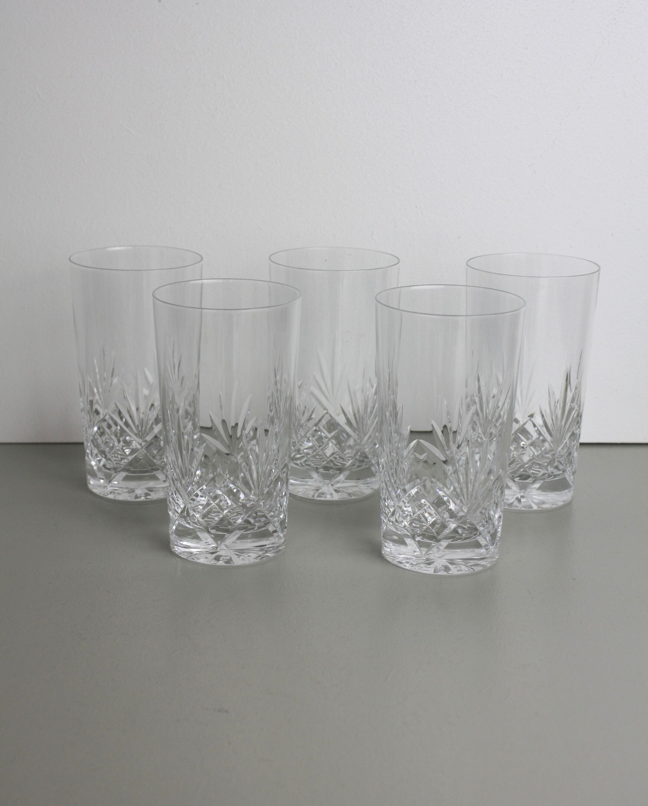 Set of 5 chiseled crystal glasses