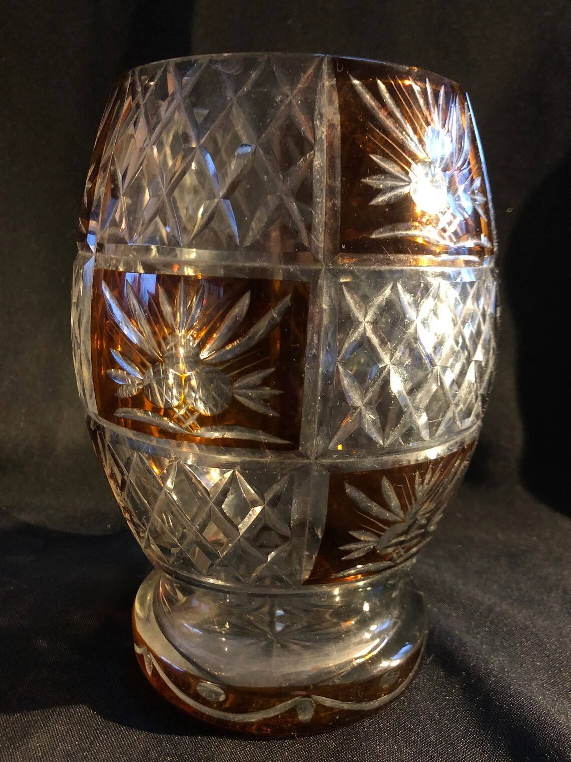Cut Bohemian crystal vase