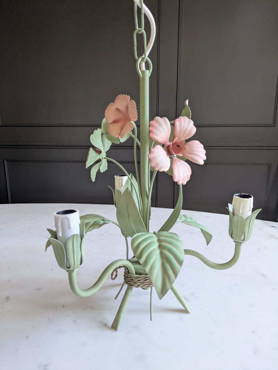 Ancien lustre fleuri italien