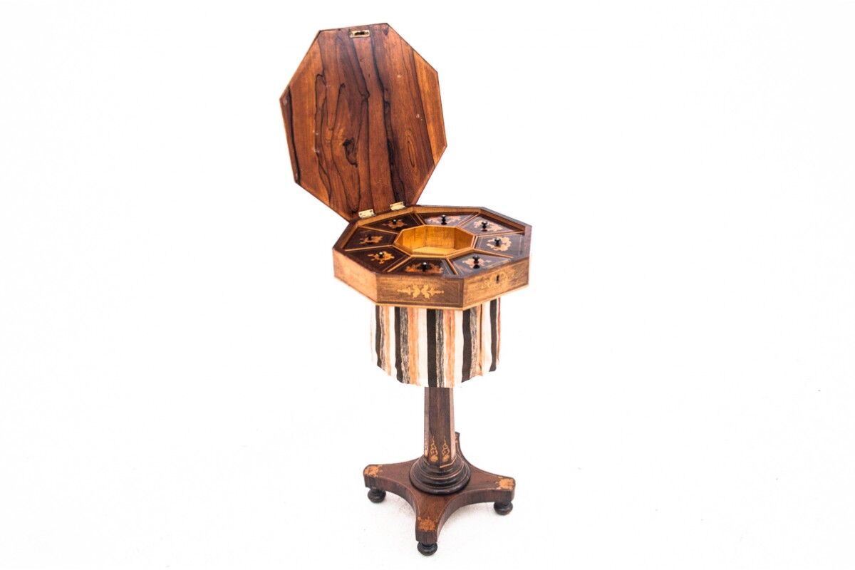 Antique thread table, Northern Europe, late 19th century.