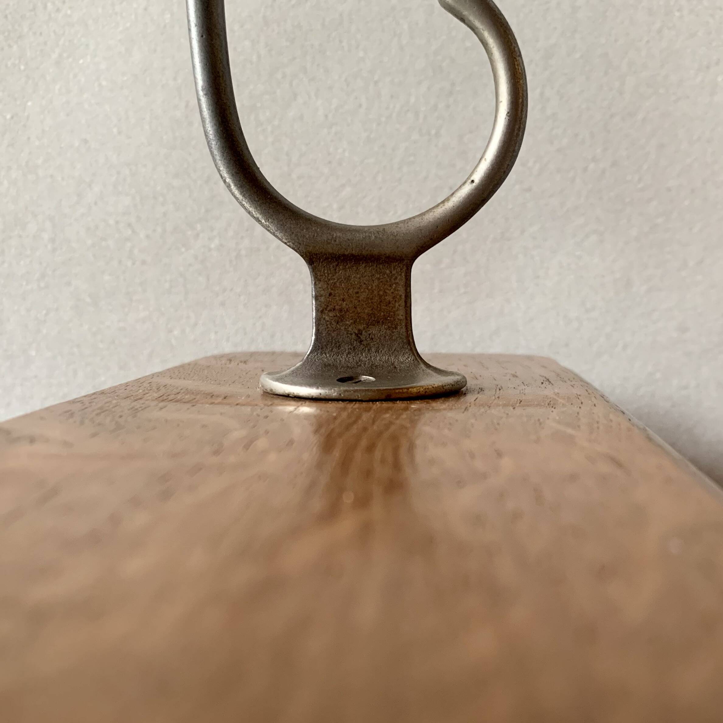 Vintage wooden wall coat rack - 4 steel hooks