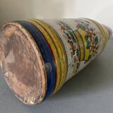 Old ceramic pitcher (18th century?) decorated with polychrome exotic birds