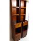 Pair of bedside tables with mahogany and brass shelf