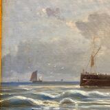 Tableau, Marine sur la côte d’Opale XIX siècle