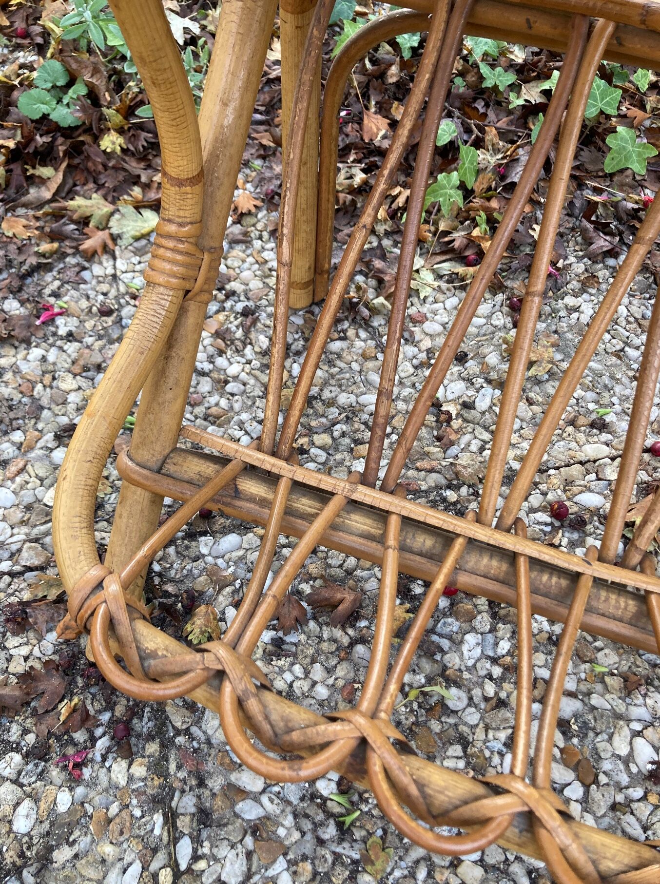 Vintage rattan magazine rack table