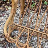 Vintage rattan magazine rack table