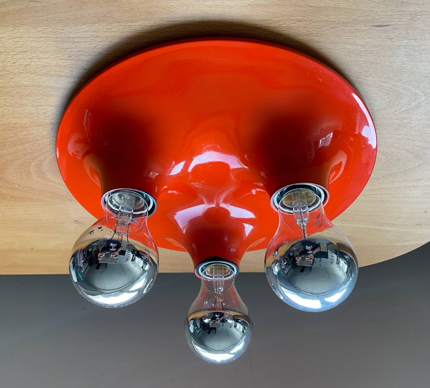 Space Age saucer wall lamp with 3 lights from the 70s