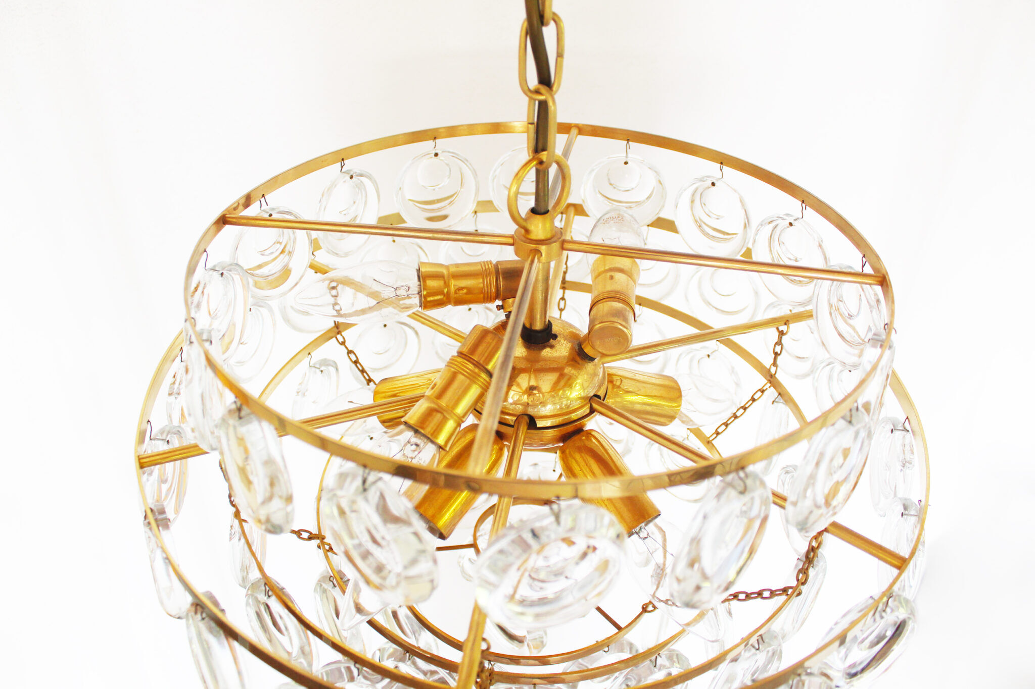 Stunning Crystal Glass and brass Chandelier by Palwa