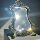 Art Deco style gilded bronze mirror with beveled glass H40cm