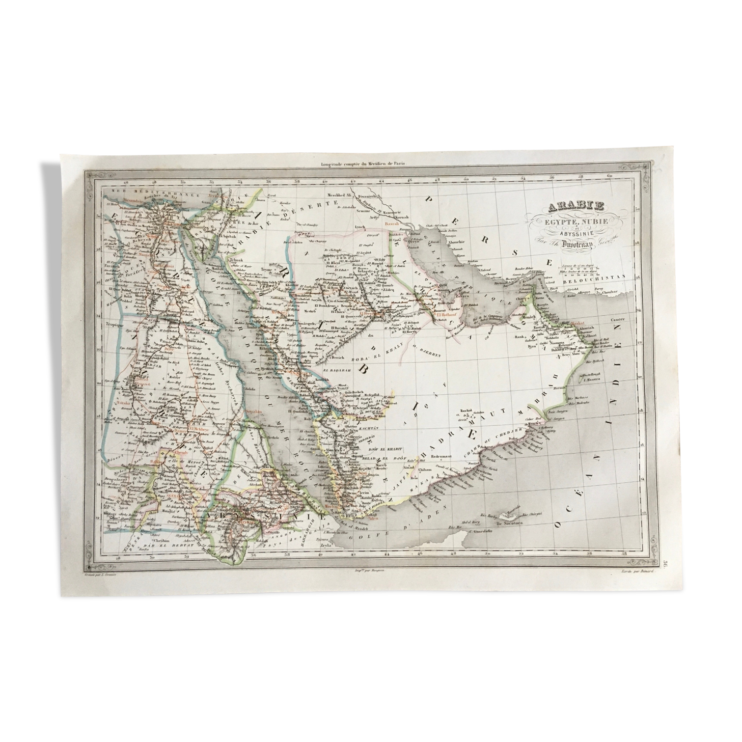 Geographic map 19th numbered Arabia Egypt Nubia and Abyssinia